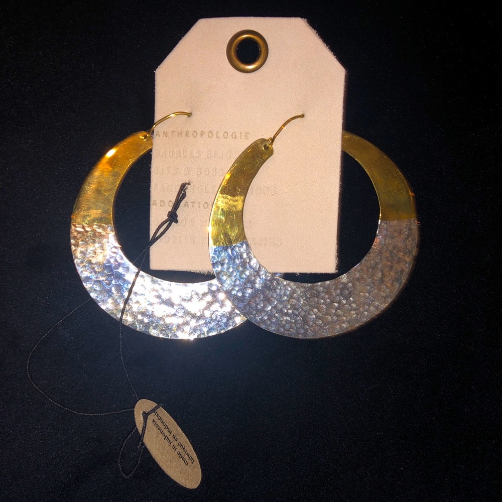 Anthropologie Silver and Gold Hoop Earrings
